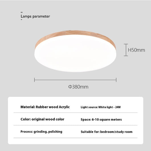 Lámpara de Techo LED Redonda Minimalista Nórdica en Madera Maciza - Image 6