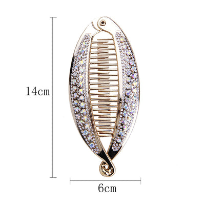 Clip para Cabello Pez Plátano con Diamantes y Baño de Oro - Image 13