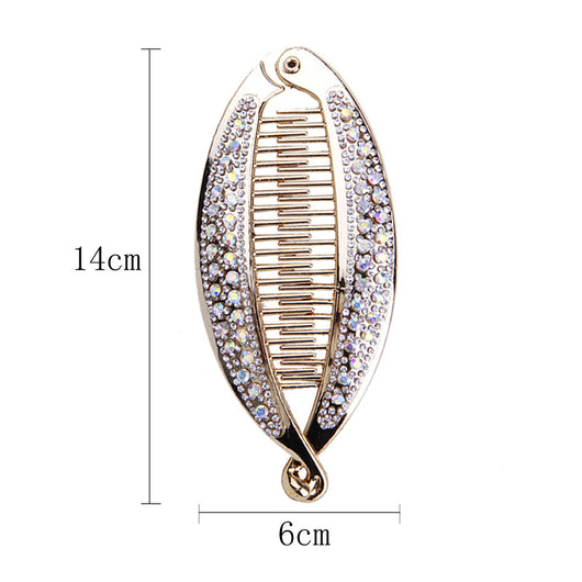 Clip para Cabello Pez Plátano con Diamantes y Baño de Oro - Image 13