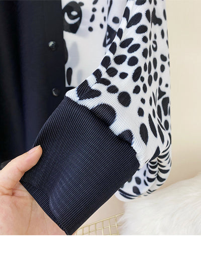 Abrigo Estampado Animal Print Talla Grande Plisado Ajustable Manga Larga - Image 11