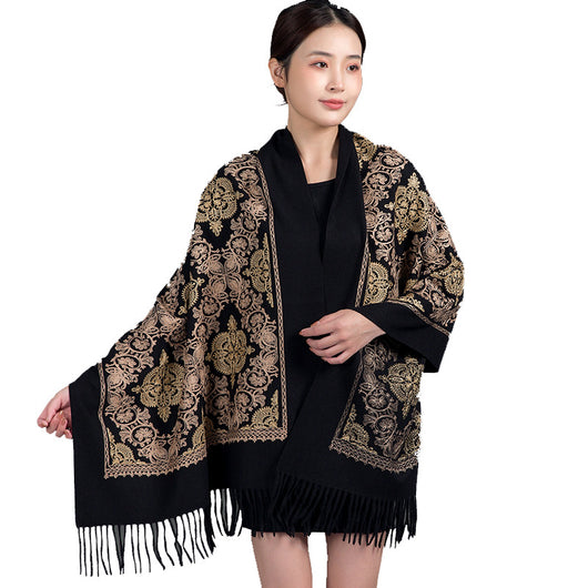 Bufanda Coreana con Bordado de Corona - Accesorio Versátil para Invierno y Primavera - Image 5