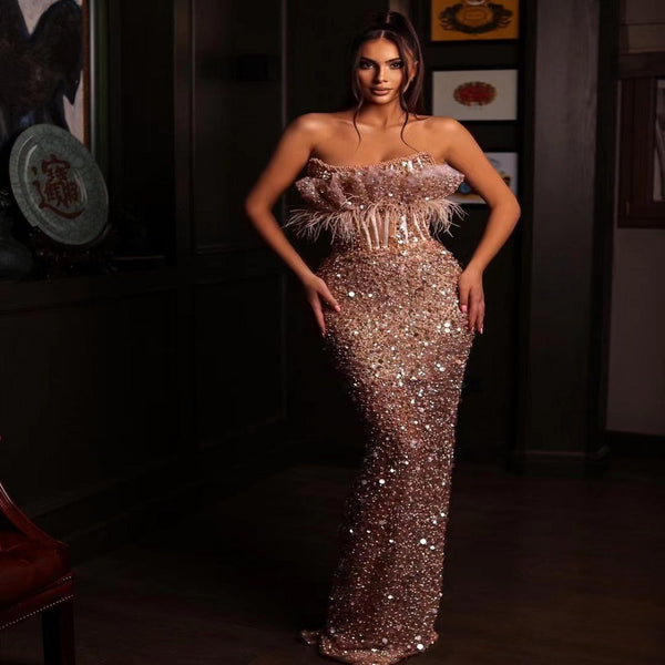 Vestido Tubo Lentejuelas Elegancia Temperamento Mujer