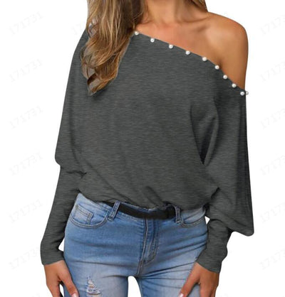 Blusa Elegante con Mangas Murciélago y Detalles de Cuentas - Image 7