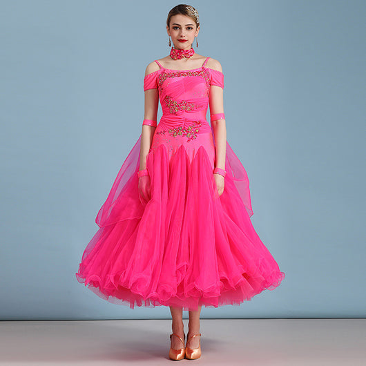 Vestido de Danza Moderno Ajustado con Strass y Mangas Cortas - Image 11