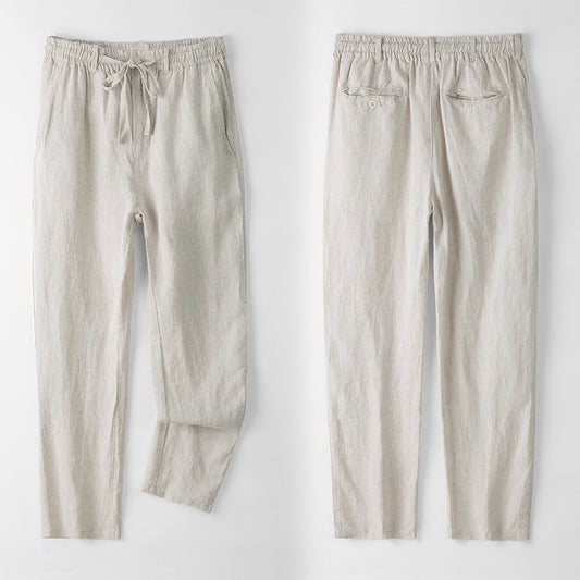 Pantalones de Lino Hombre Talla Grande Cintura Elástica Ajuste Suelto - Image 2