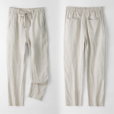 Pantalones de Lino Hombre Talla Grande Cintura Elástica Ajuste Suelto - Image 2