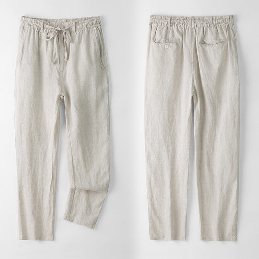 Pantalones de Lino Hombre Talla Grande Cintura Elástica Ajuste Suelto - Image 2
