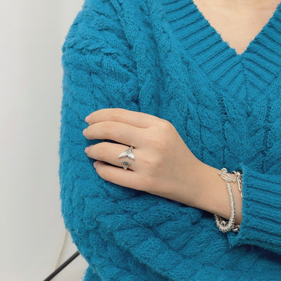 Anillo de Plata Esterlina con Cola de Sirena Étnico Retro Hailang