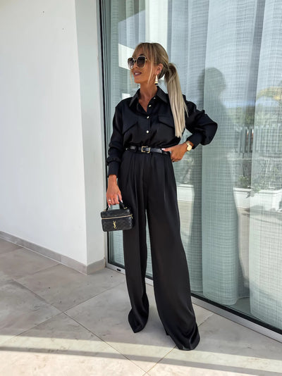 Conjunto de Camisa Manga Larga con Bolsillos Falsos y Pantalón Holgado - Image 17