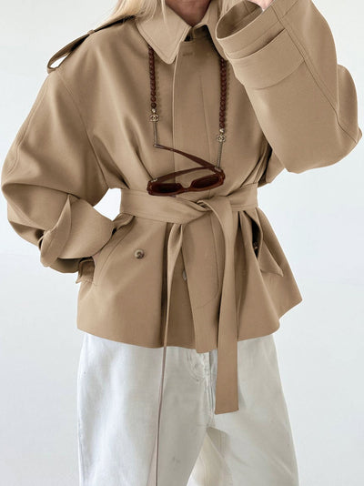 Cardigan Trench Coat Manga Larga con Diseño Elegante - Image 12