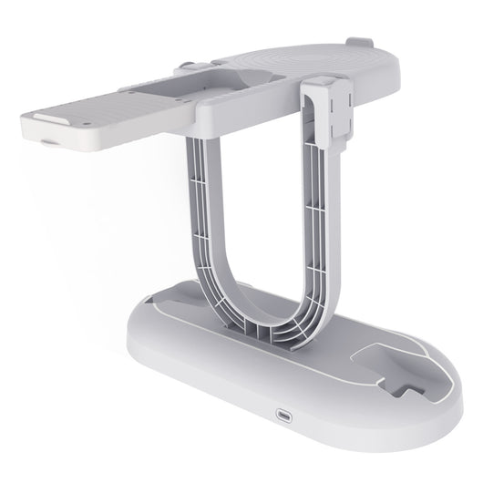 White ABS charging and storage stand for PS VR2 handles and glasses, with a U-shaped support and two charging docks. - Image 7