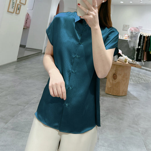 Camisa de Satén Perla con Cuello Invertido Abotonadura Simple - Image 61