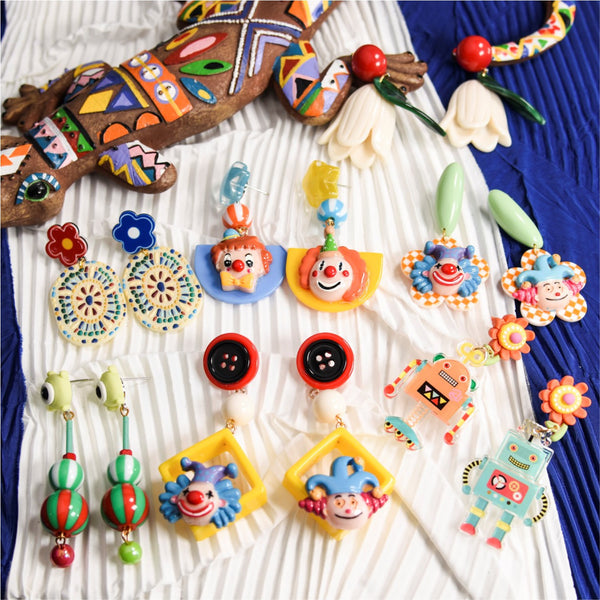 Aretes de Resina Coloridos con Estilo Declarativo para Mujer