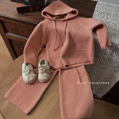 Conjunto Infantil: Sudadera con Capucha Tejida y Pantalón Casual - Image 4