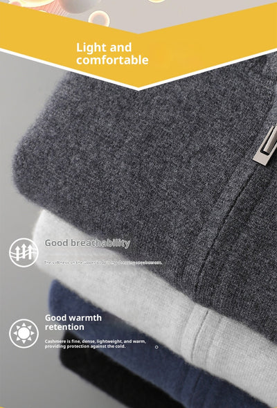 Cardigan Cashmere con Capucha para Hombre - Abrigo Casual Grueso con Cierre - Image 16