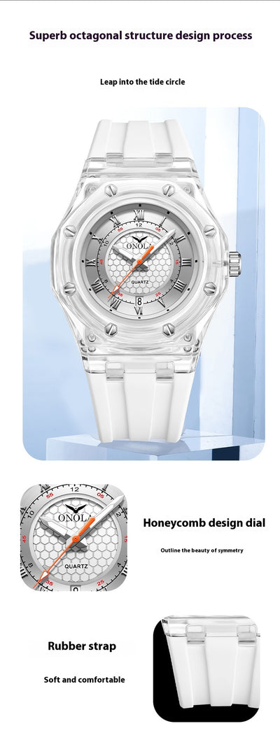 Reloj de Cuarzo con Correa de Silicona Transparente Resistente al Agua - Image 13