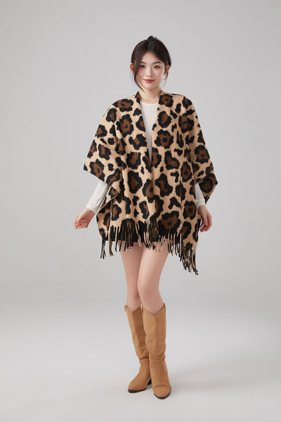 Chal Vintage Estampado Leopardo con Borlas, Cálido y Grueso - Image 8