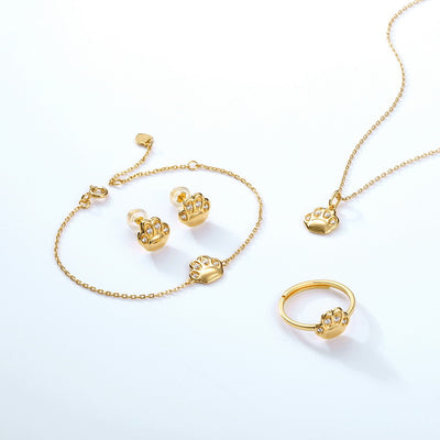 Aretes de Garra de Gato con Circón en Oro Amarillo 9K para Mujer - Image 4