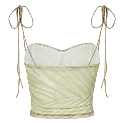 Top Tubo Ajustado con Malla Doble Capa y Cuello Bajo - Image 10