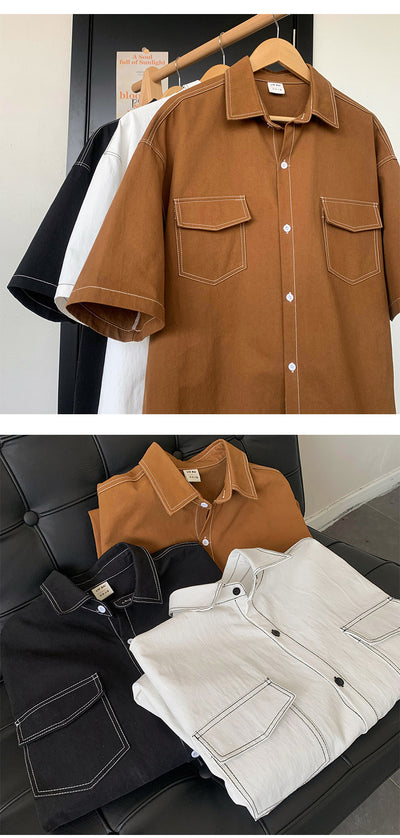 Camisa Retro de Manga Corta para Hombre - Estilo Casual - Image 14