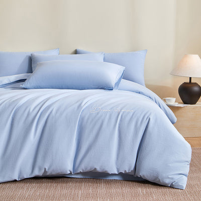 Juego de Cama de Algodón Grueso con Bordado Minimalista - 4 Piezas - Image 7