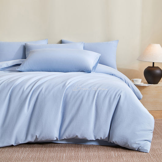 Juego de Cama de Algodón Grueso con Bordado Minimalista - 4 Piezas - Image 7