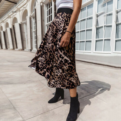 Falda Plisada Estampado Leopardo con Cintura Elástica para Mujer - Image 10
