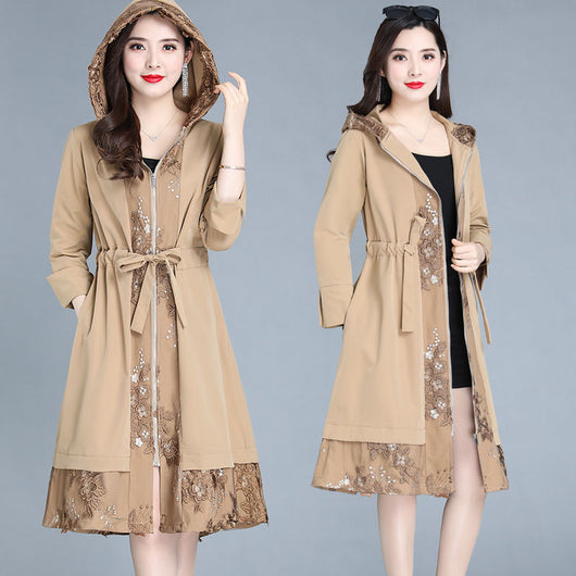 Abrigo Trinchera Elegante Talla Grande para Mujer Largo - Image 7