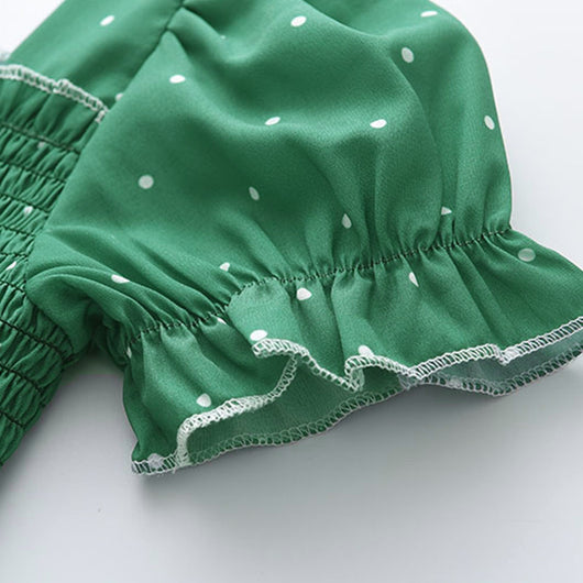 Blusa de Verano Cuello Francés Cuadrado con Mangas Voluminosas - Image 5