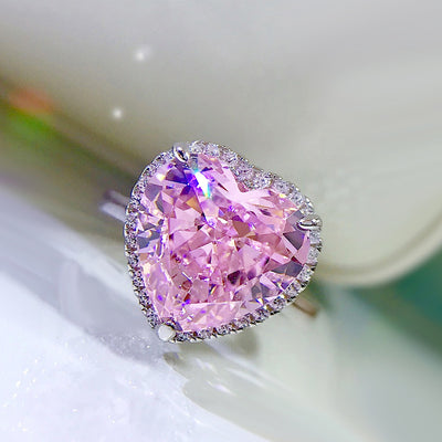 Anillo de Corazón en Plata Esterlina con Diamante de Alto Carbono Corte Hielo - Image 4
