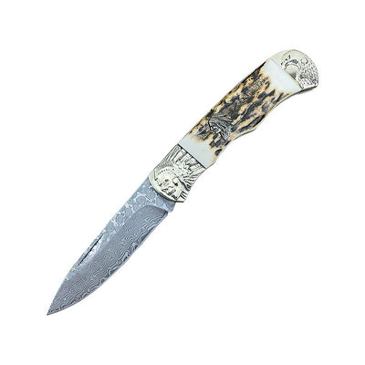 Cuchillo Plegable Damascus Antler para Exterior - Image 8