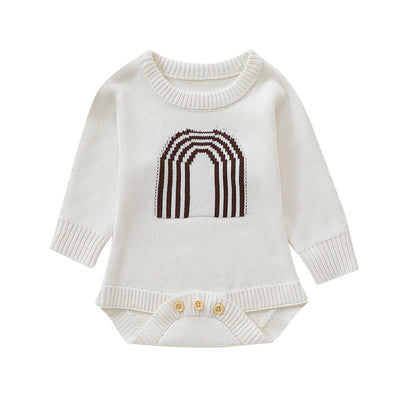 Suéter Tipo Romper para Niños Blanco y Café Claro - Image 2