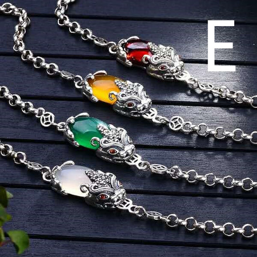 Pulsera de Valentía en Plata con Granate, Calcedonia y Ágata - Image 19