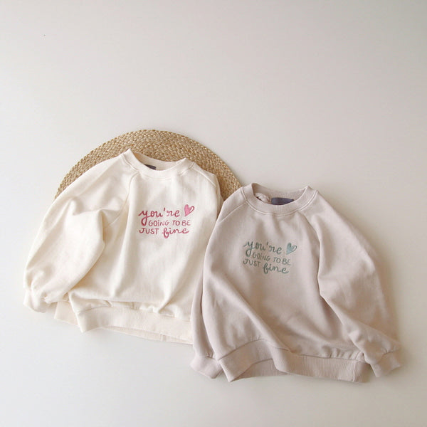 Suéter Infantil Oversize con Bordado de Letras - Manga Larga Cuello Redondo