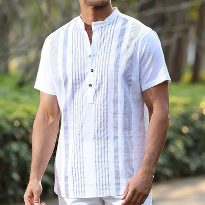 Camisa de Rayas Clásica de Manga Corta para Hombre - Image 18