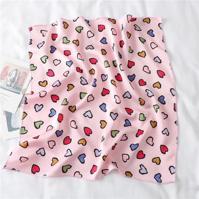 Pañuelo de Seda Estampado Corazones - Foulard Cuadrado Multiuso para Mujer - Image 8