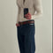 Blusa Beige Tejida con Cuello en V y Cordones