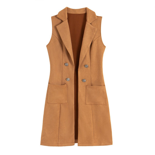 Chaleco de Ante Slim Fit Retro Elegante para Mujer - Image 4