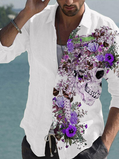 Camisa de Lino Bambú Estampada con Detalles a Tono para Hombre - Image 25