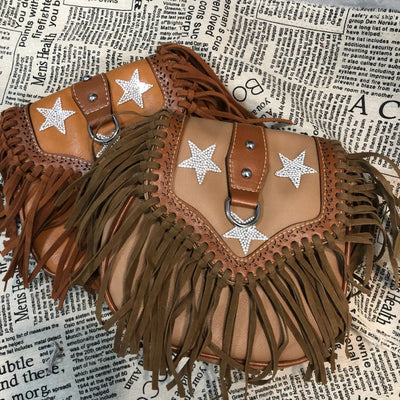 Bolso Bandolera Retro con Estrella Lentejuelas y Borlas - Image 7