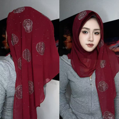 Pashmina Brillante con Cristales de Diamante Rosa - Image 9