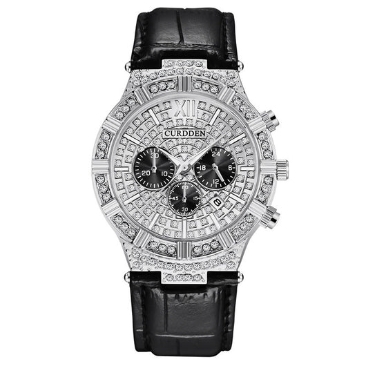 Reloj de Pulsera Hombre Elegante con Diamantes Incrustados y Tres Subdiales - Image 5