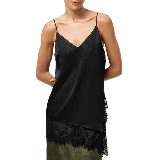 Blusa Camisola Escotada con Encaje y Parches Combinados - Image 5