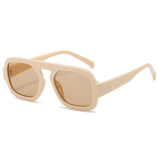 Men's and women's pilot sunglasses with a black plastic frame and vibrant orange-yellow lenses. - Image 11