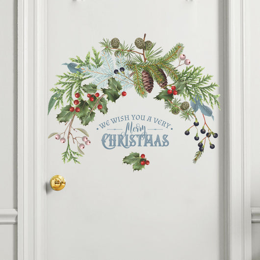 Adhesivo Decorativo Rama de Pino Navideño con Piñas para Ventanas y Paredes - Image 3