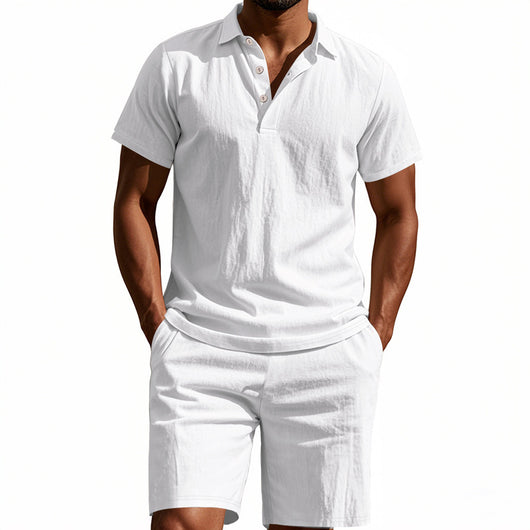 Conjunto de Shorts y Camisa de Lino Suelta para Hombre - Cómodo y Fresco para Playa - Image 23