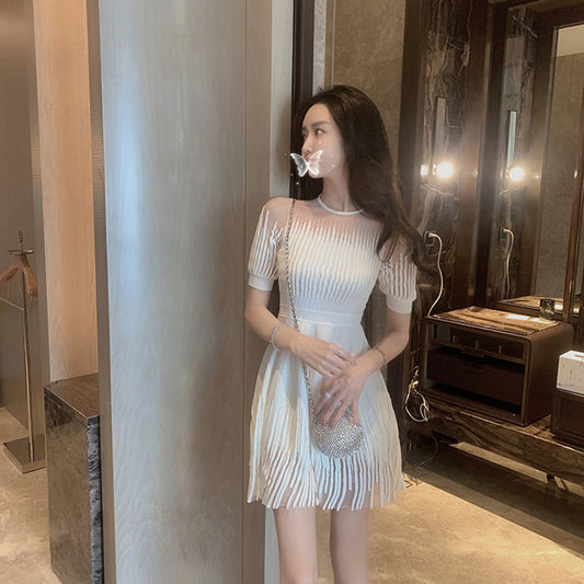 Vestido Elegante Ceñido de Lujo Celebrity con Falda Hada