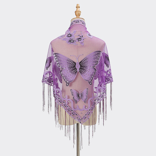 Pañuelo Triangular Calado con Encaje Elegante para Mujer - Image 20