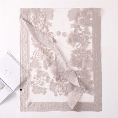 Pañuelo de Seda con Bordado Hueco para Mujer - Estola Ligera Primavera Verano - Image 29