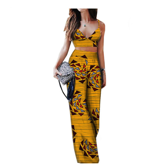 Conjunto de Dos Piezas con Estampado Africano para Mujer